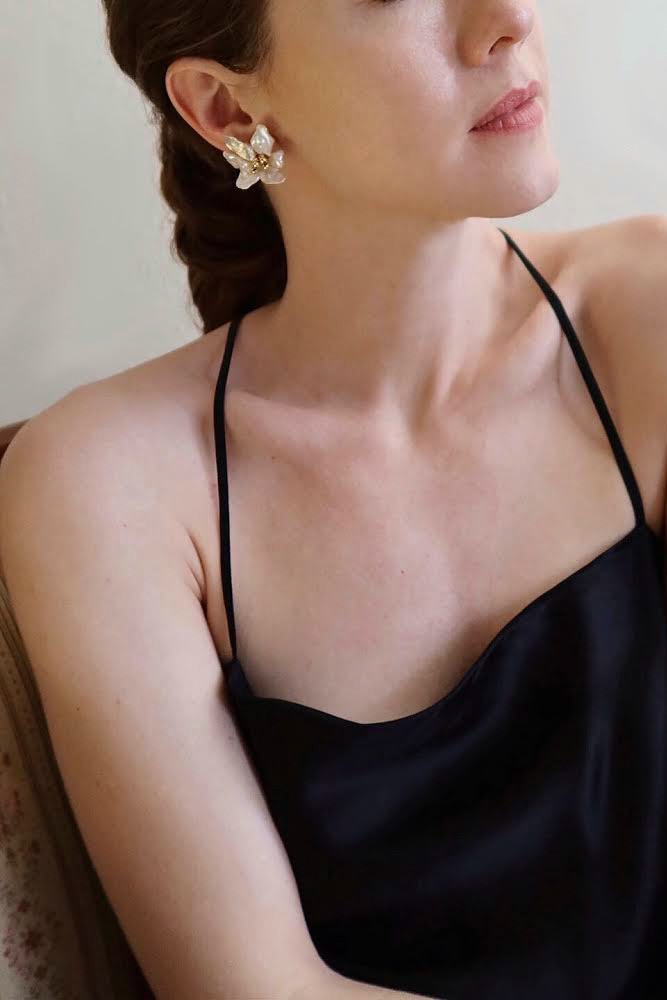 SKYE shop San Francisco minimal chic elegant fleur earrings freshwater pearls