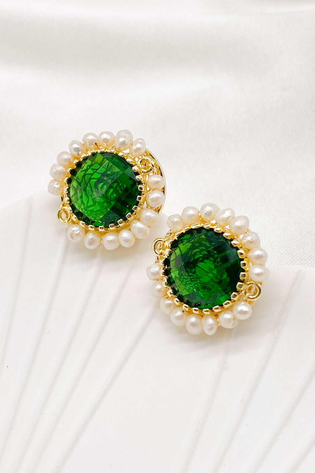 Enora 18K Gold Crystal Pearl Earrings2