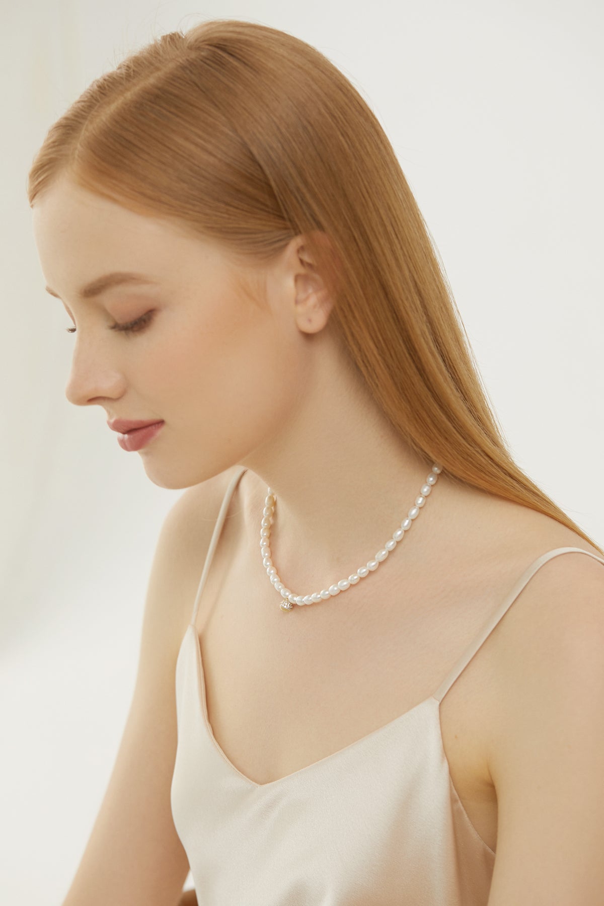 Rochelle Disco Ball Pendant Pearl Necklace7