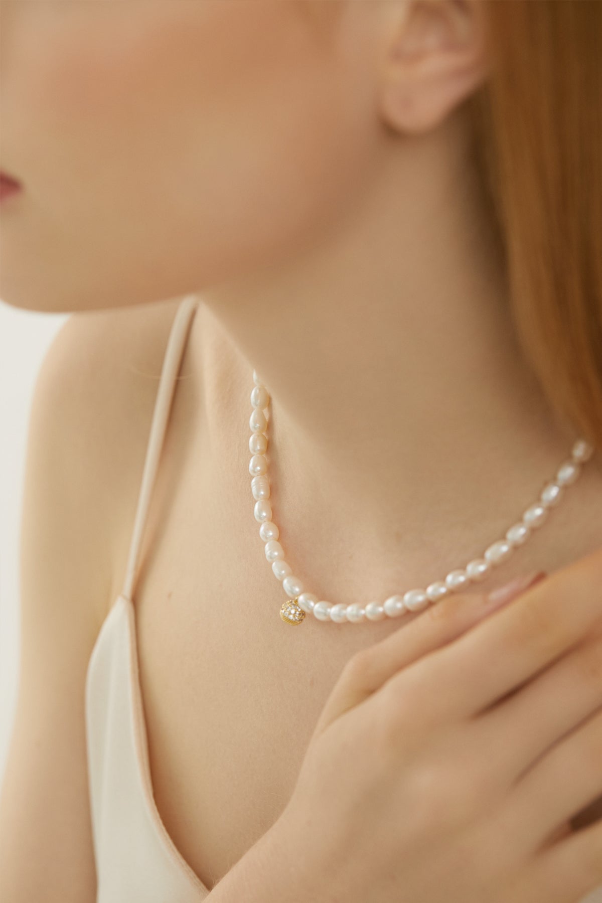 Rochelle Disco Ball Pendant Pearl Necklace8
