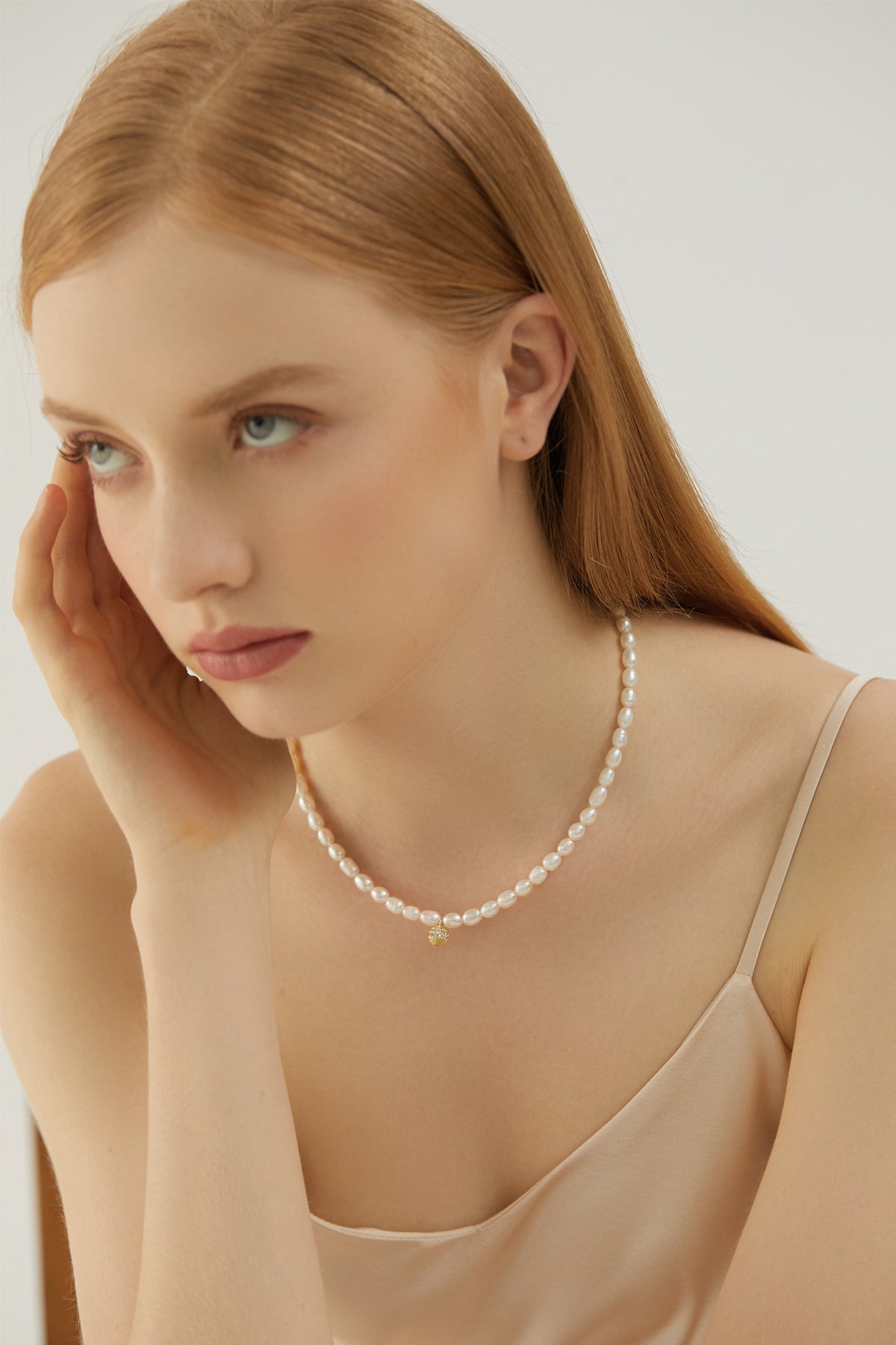 Rochelle Disco Ball Pendant Pearl Necklace9