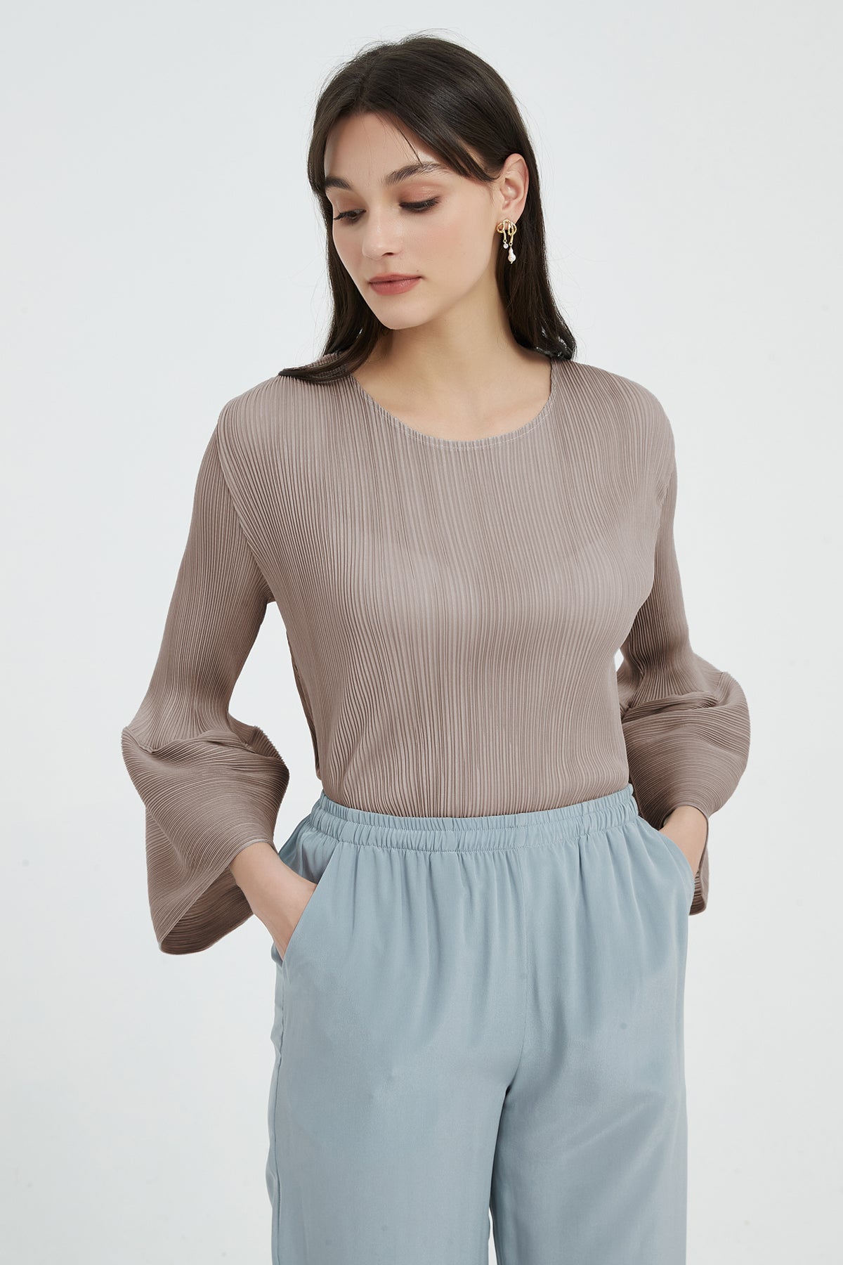 SKYE 3fourth sleeve top beige2