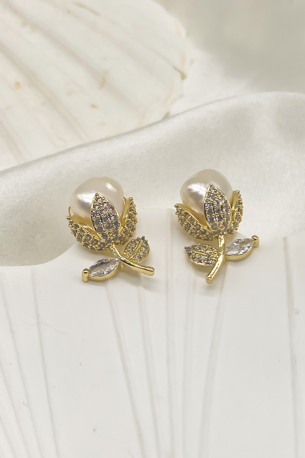 SKYE Abella Cubic Zirconia Pearl Tulip Earrings 8
