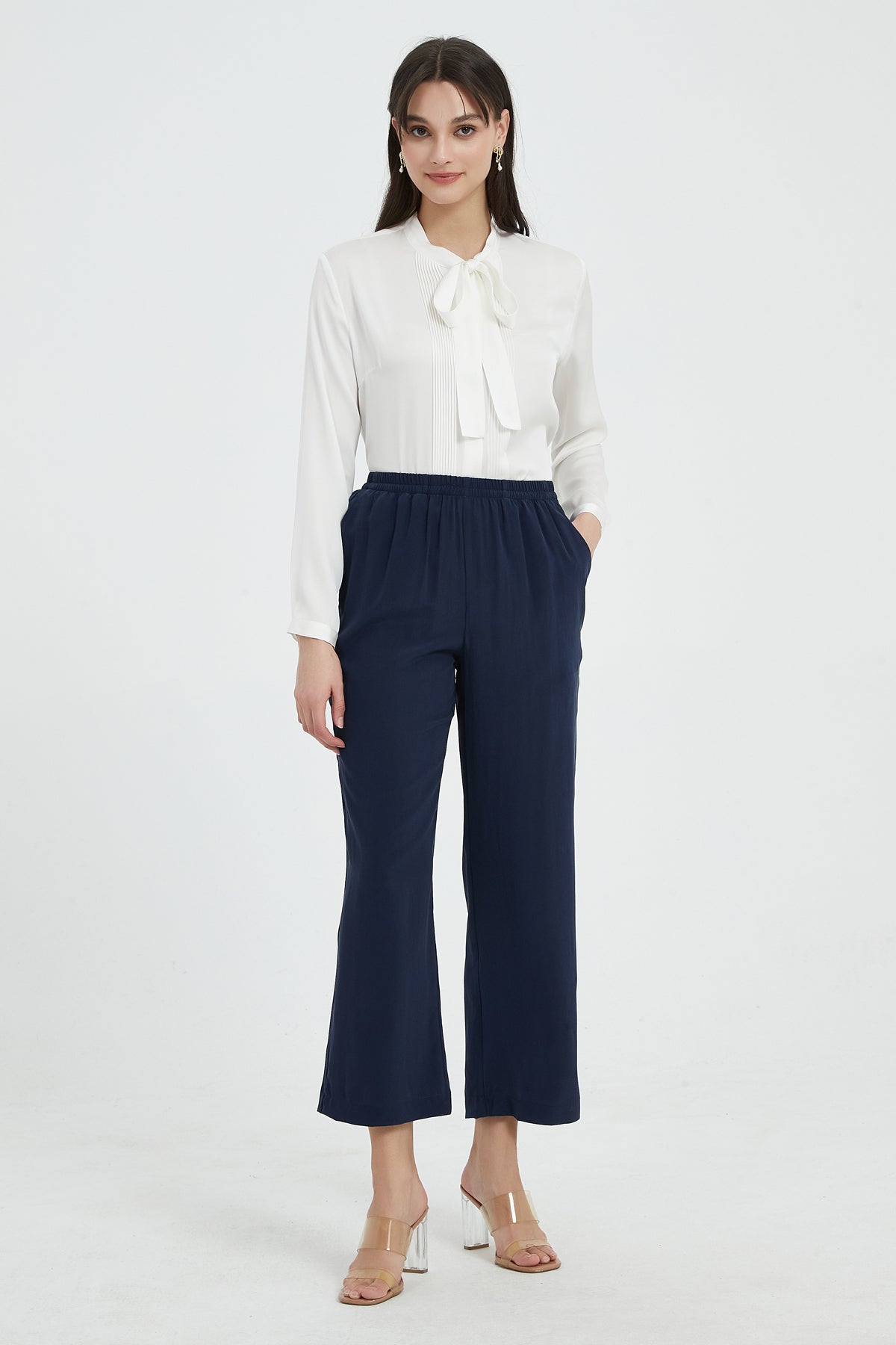 SKYE Faye Washable Silk Pants Navy8