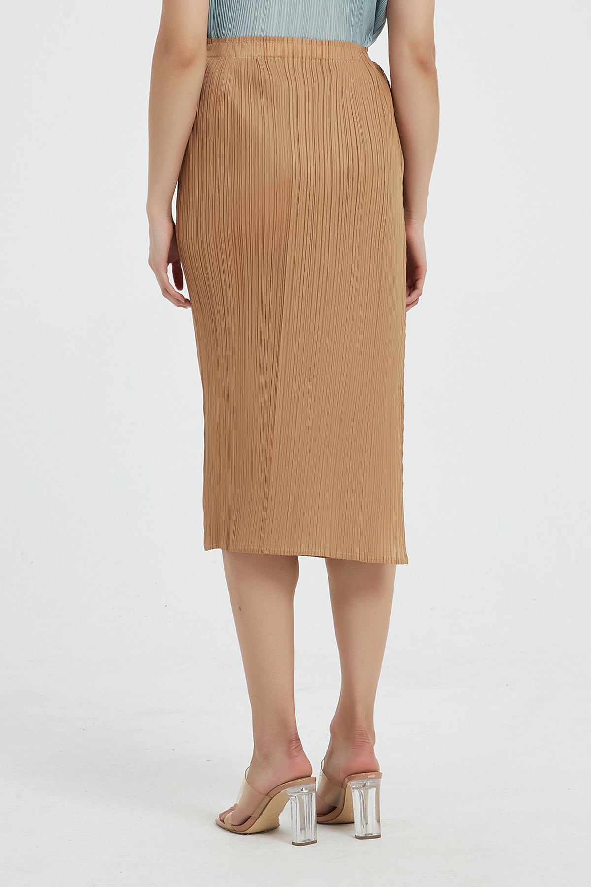 SKYE Giada Side Slit Pencil Pleated Skirt bronze5