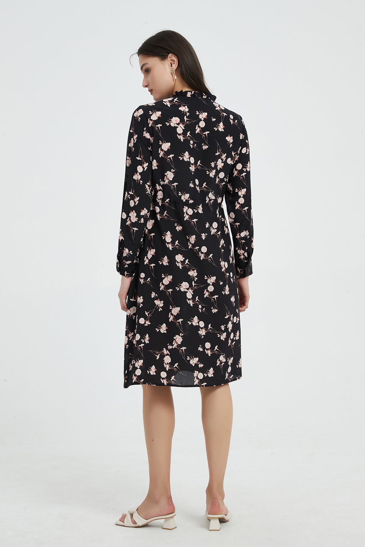 SKYE Liliana Tie Waist Washable Silk Dress Black