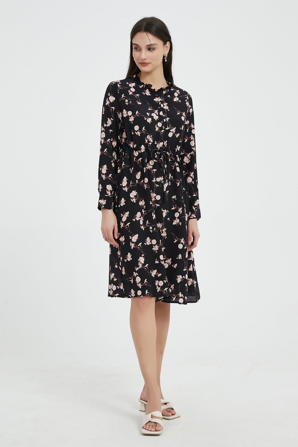 SKYE Liliana Tie Waist Washable Silk Dress Black3