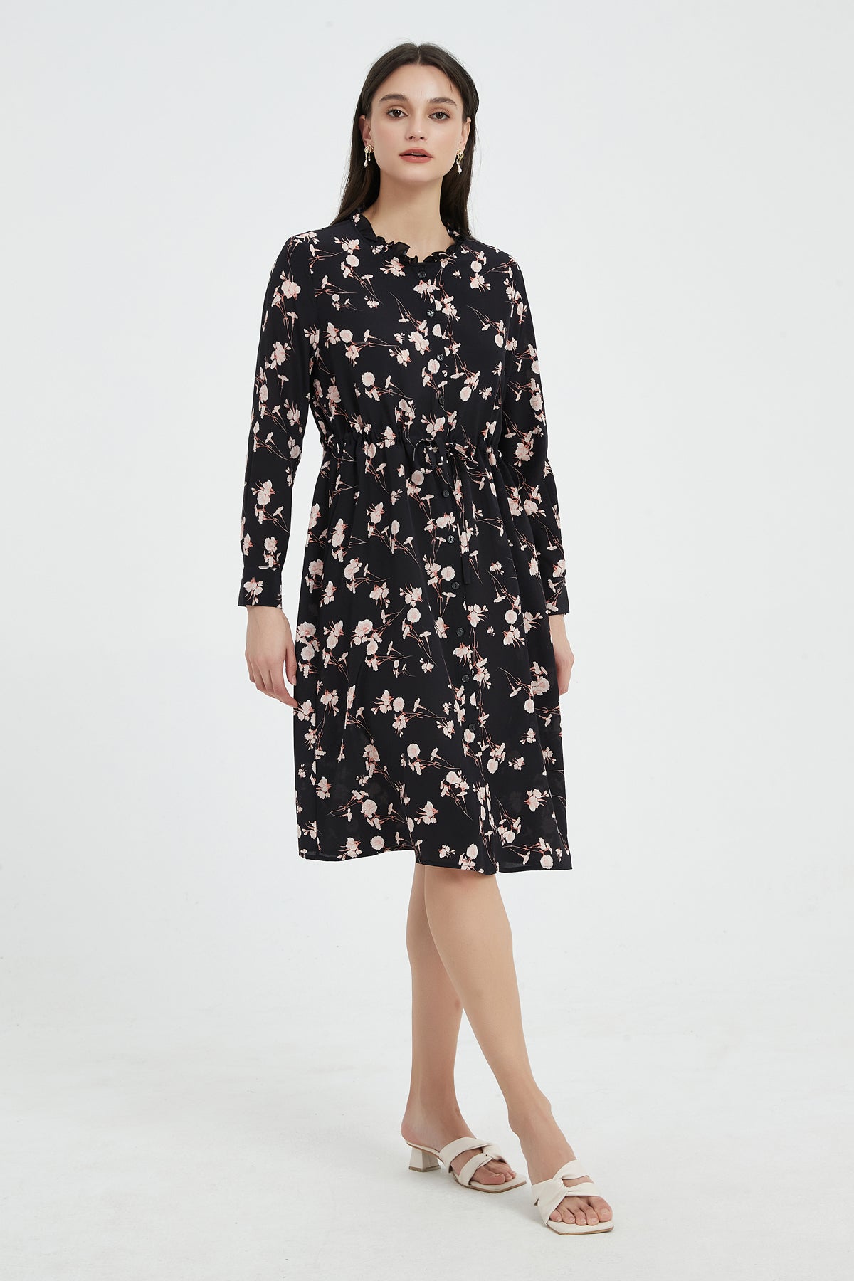 SKYE Liliana Tie Waist Washable Silk Dress Black4