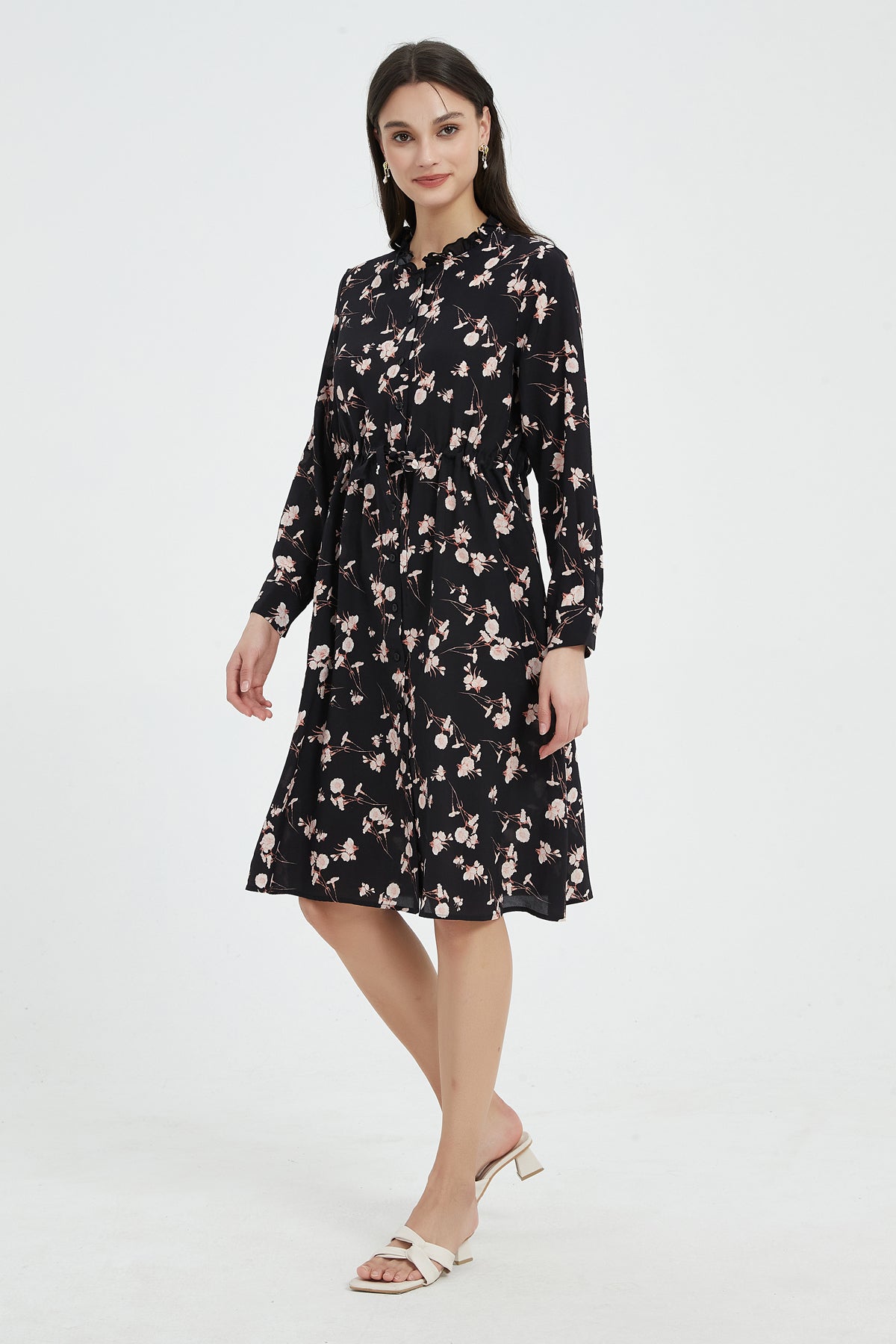 SKYE Liliana Tie Waist Washable Silk Dress Black7
