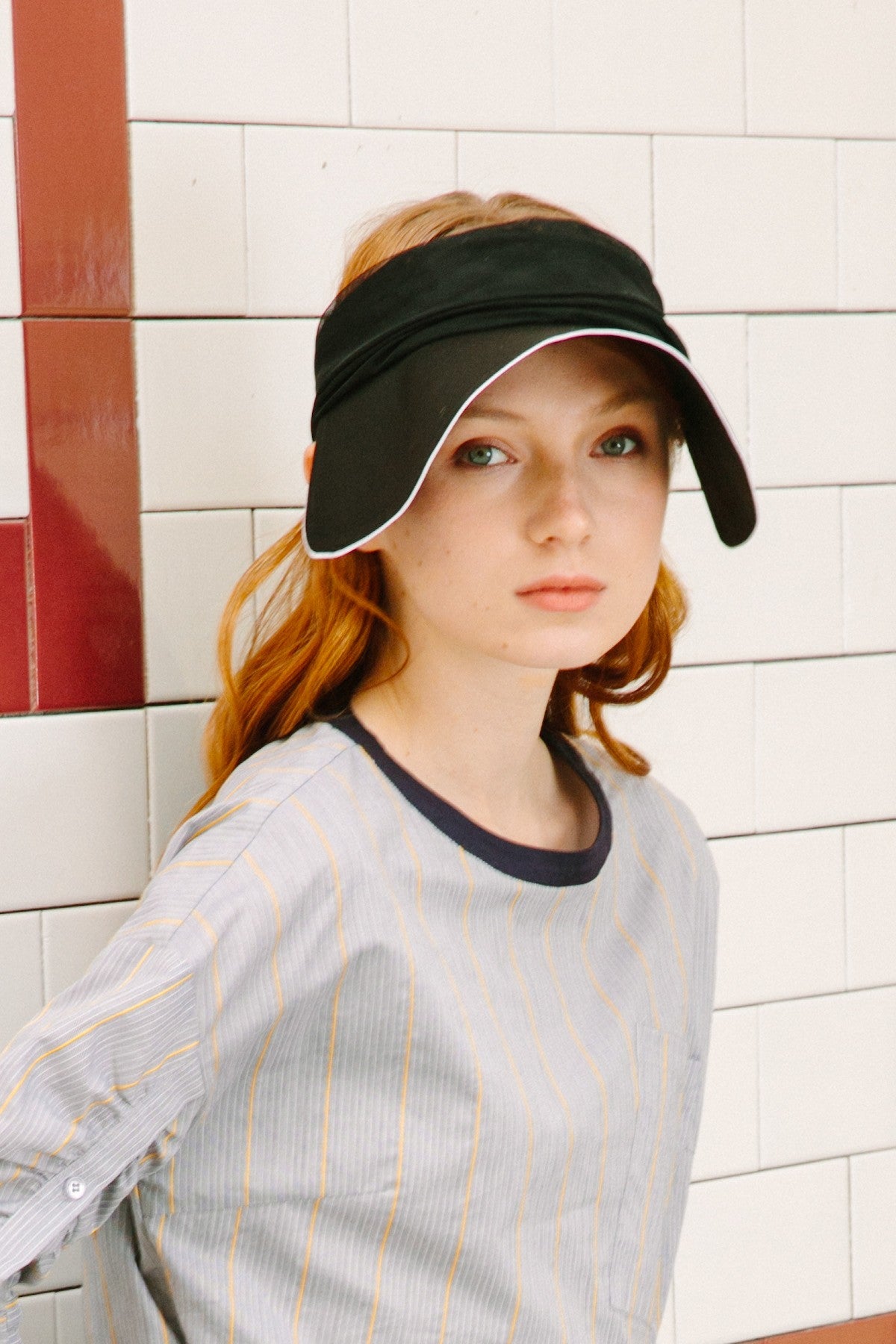 SKYE San Francisco SF California shop ethical sustainable modern chic minimalist luxury clothing women fashion Corinne Tulle Scarf Visor black