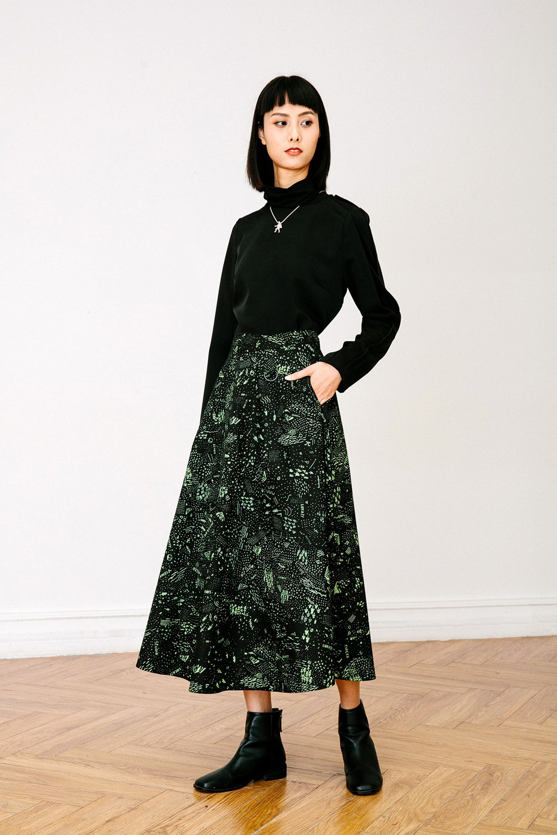 SKYE San Francisco SF California shop ethical sustainable modern chic minimalist luxury clothing women fashion Eloi Midi Skirt 1