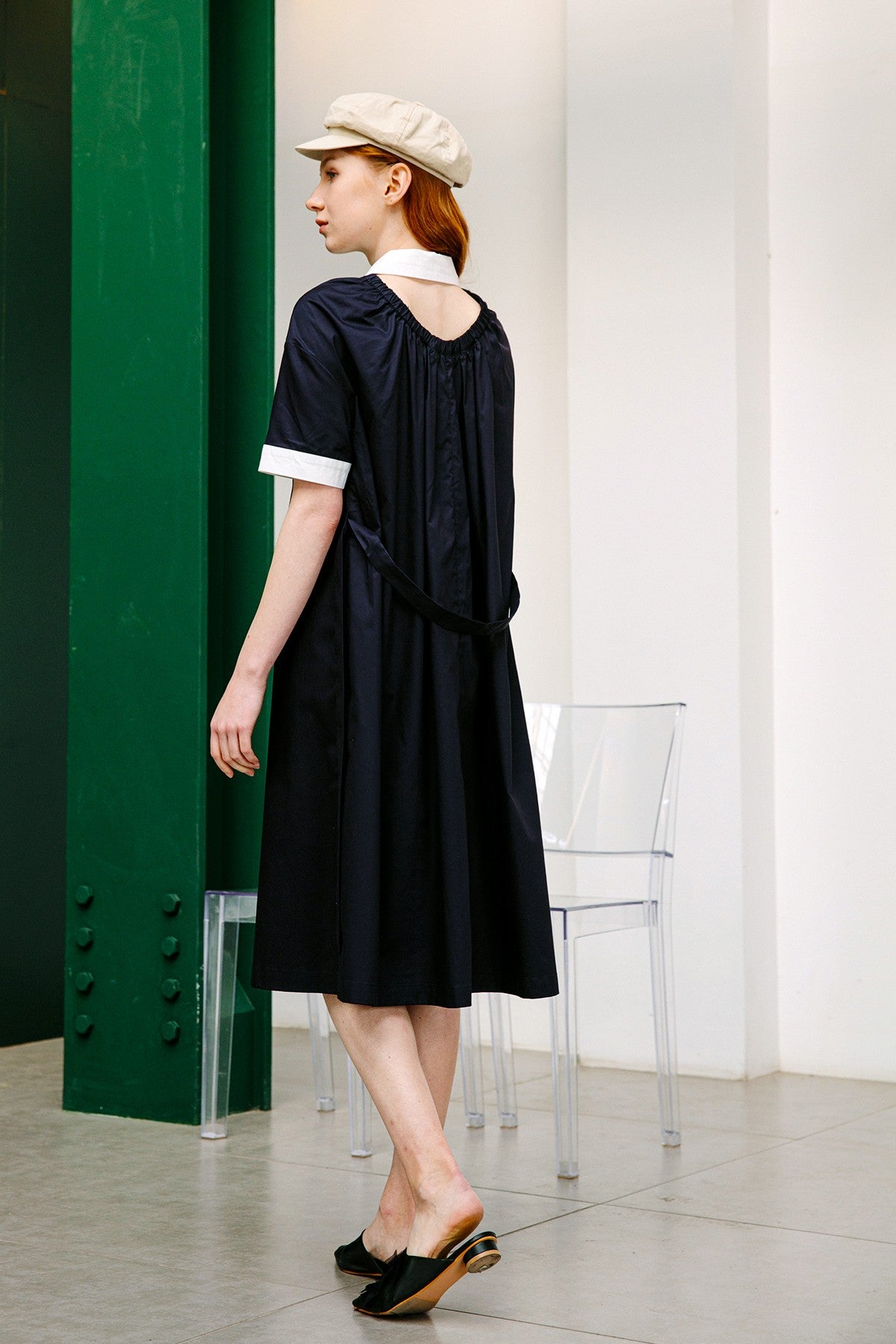 SKYE San Francisco SF California shop ethical sustainable modern chic minimalist luxury clothing women fashion Lucille Dress dark blue 4