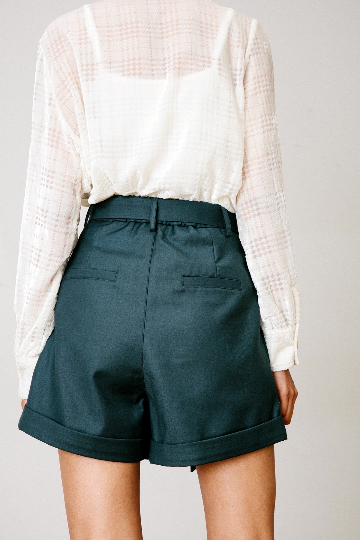 SKYE San Francisco SF California shop ethical sustainable modern chic minimalist luxury clothing women fashion Suzie Shorts dark green 5