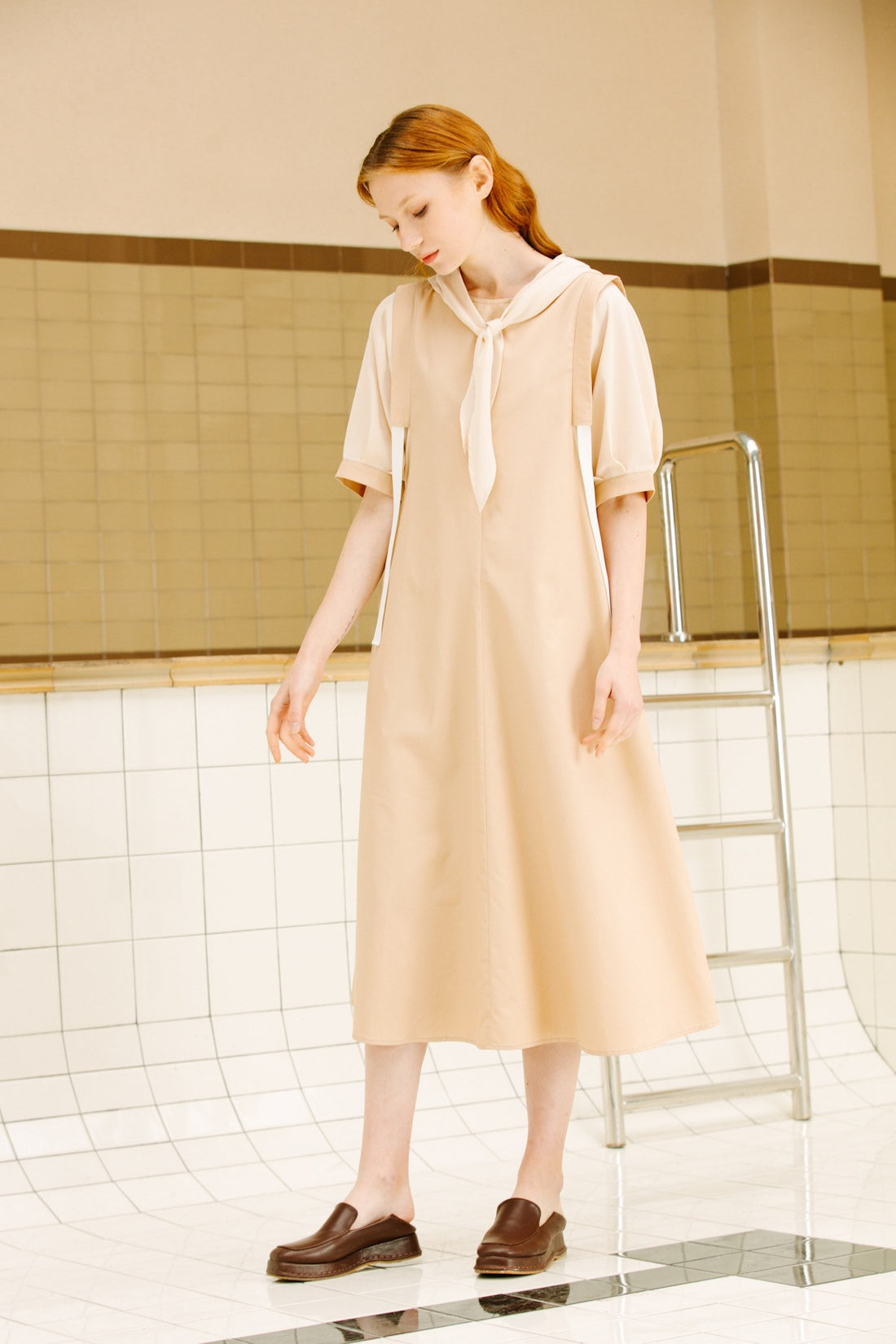 SKYE San Francisco SF California shop ethical sustainable modern minimalist luxury women fashion Enzo Dress beige 4