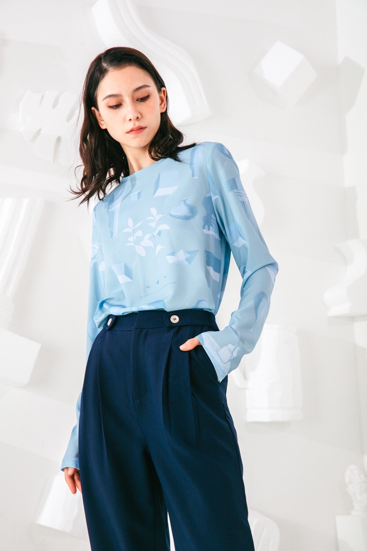 SKYE San Francisco SF California shop ethical sustainable modern minimalist quality women clothing fashion Esmée Pants blue 2
