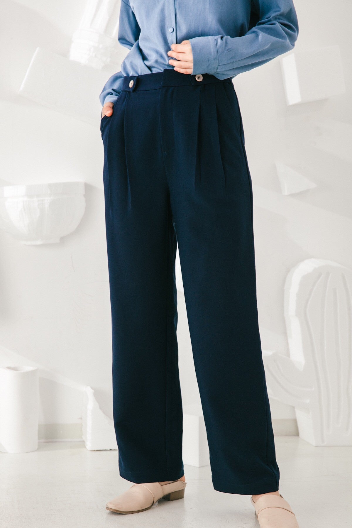 SKYE San Francisco SF California shop ethical sustainable modern minimalist quality women clothing fashion Esmée Pants blue 4