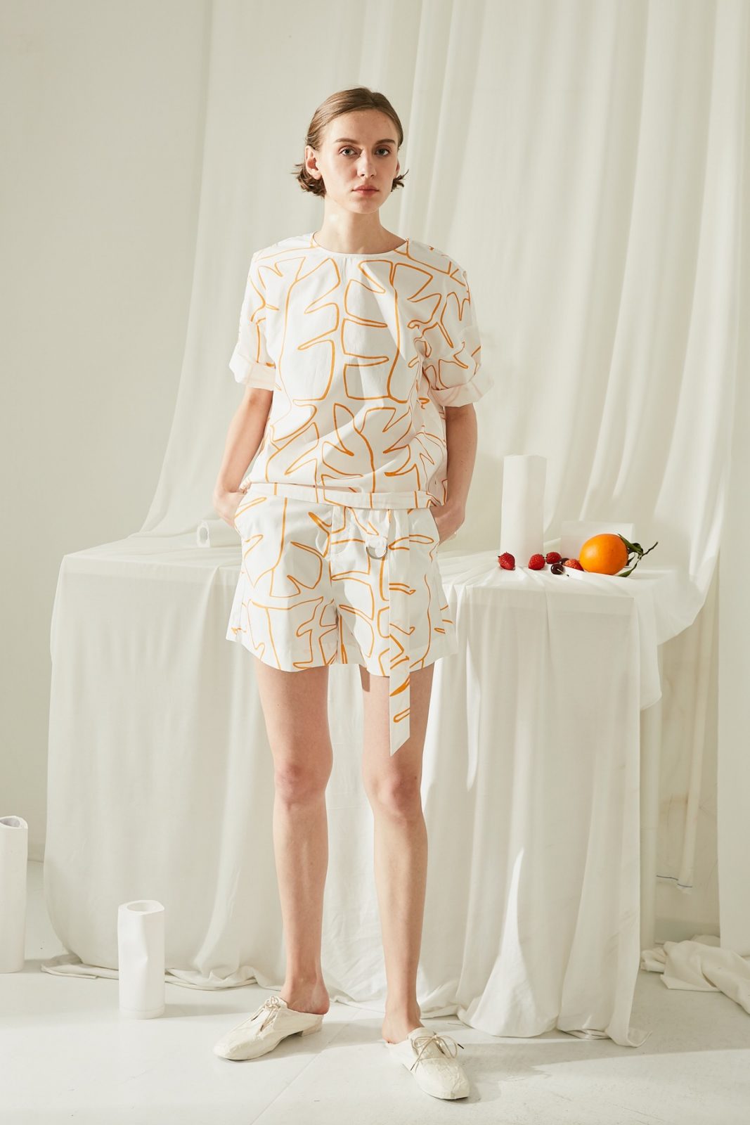 SKYE San Francisco SF ethical modern minimalist quality women clothing fashion Jayla Hand Drawn Print Top Orange
