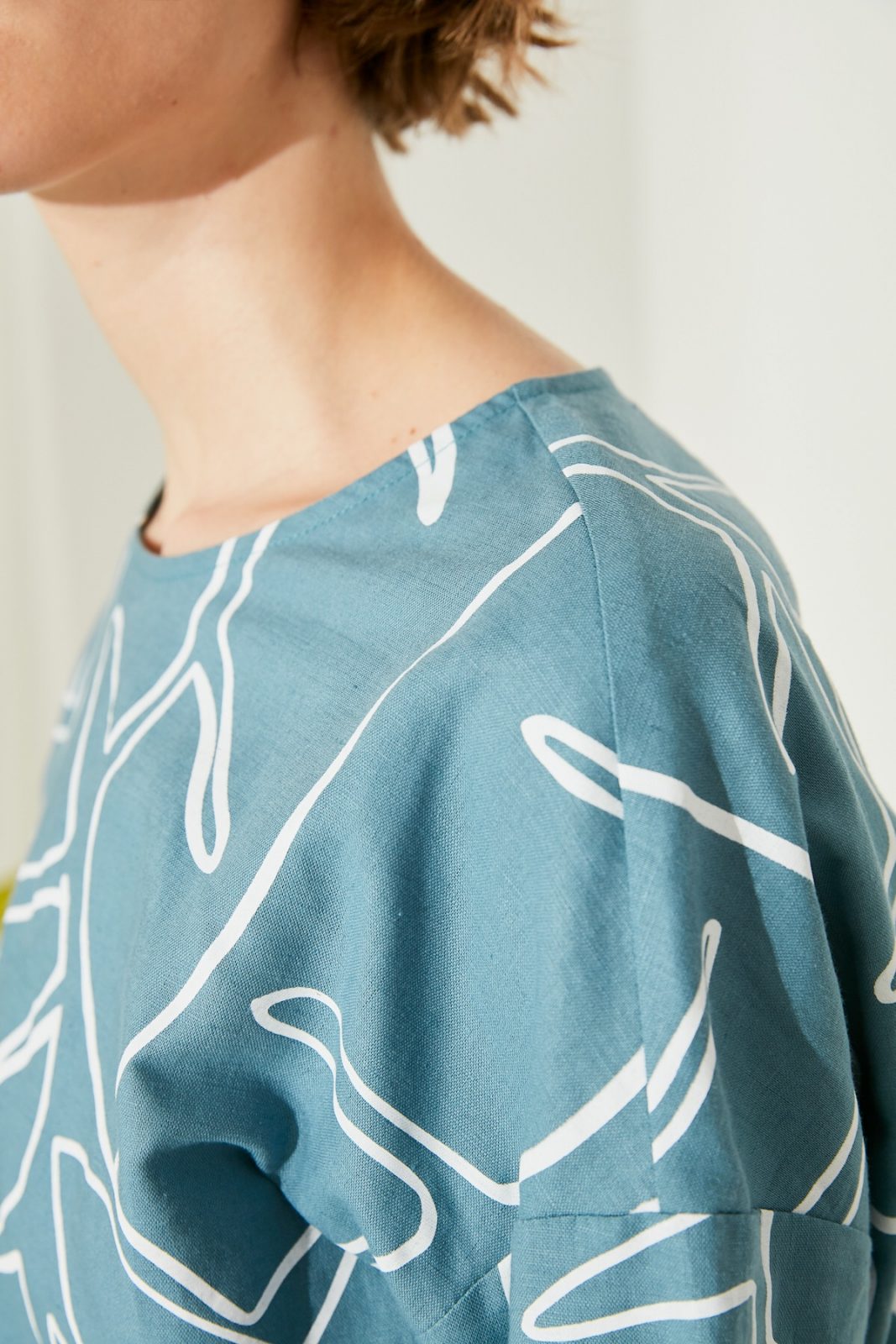 SKYE San Francisco SF ethical modern minimalist quality women clothing fashion Jayla Hand Drawn Print Top blue