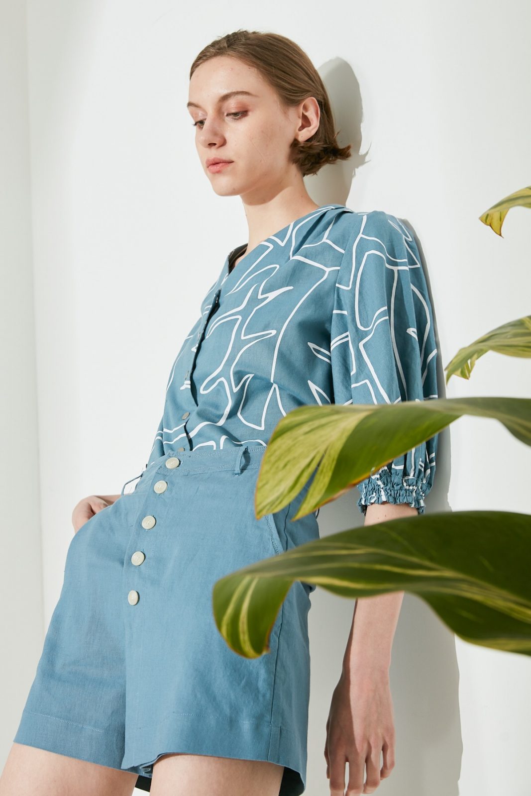 SKYE San Francisco SF ethical modern minimalist quality women clothing fashion Jolin Linen Cotton Blouse blue 5