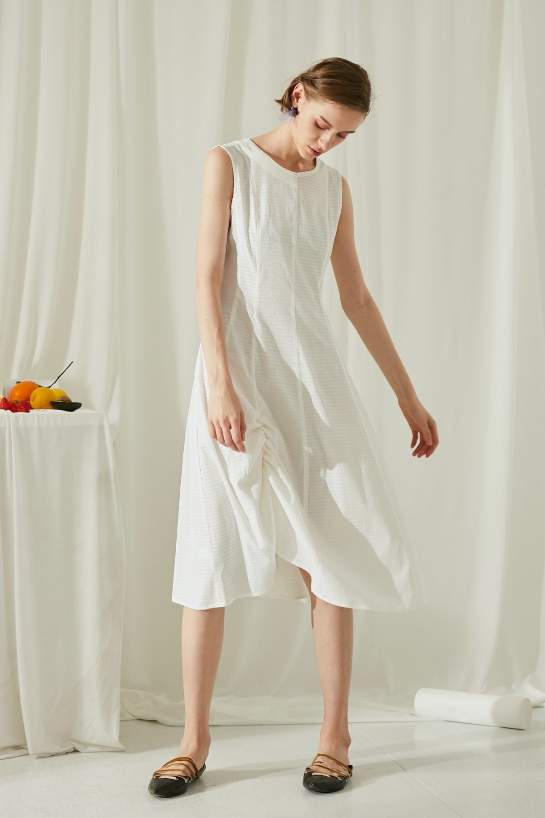 SKYE San Francisco SF ethical modern minimalist quality women clothing fashion Juliette Drawstring Dress white 2