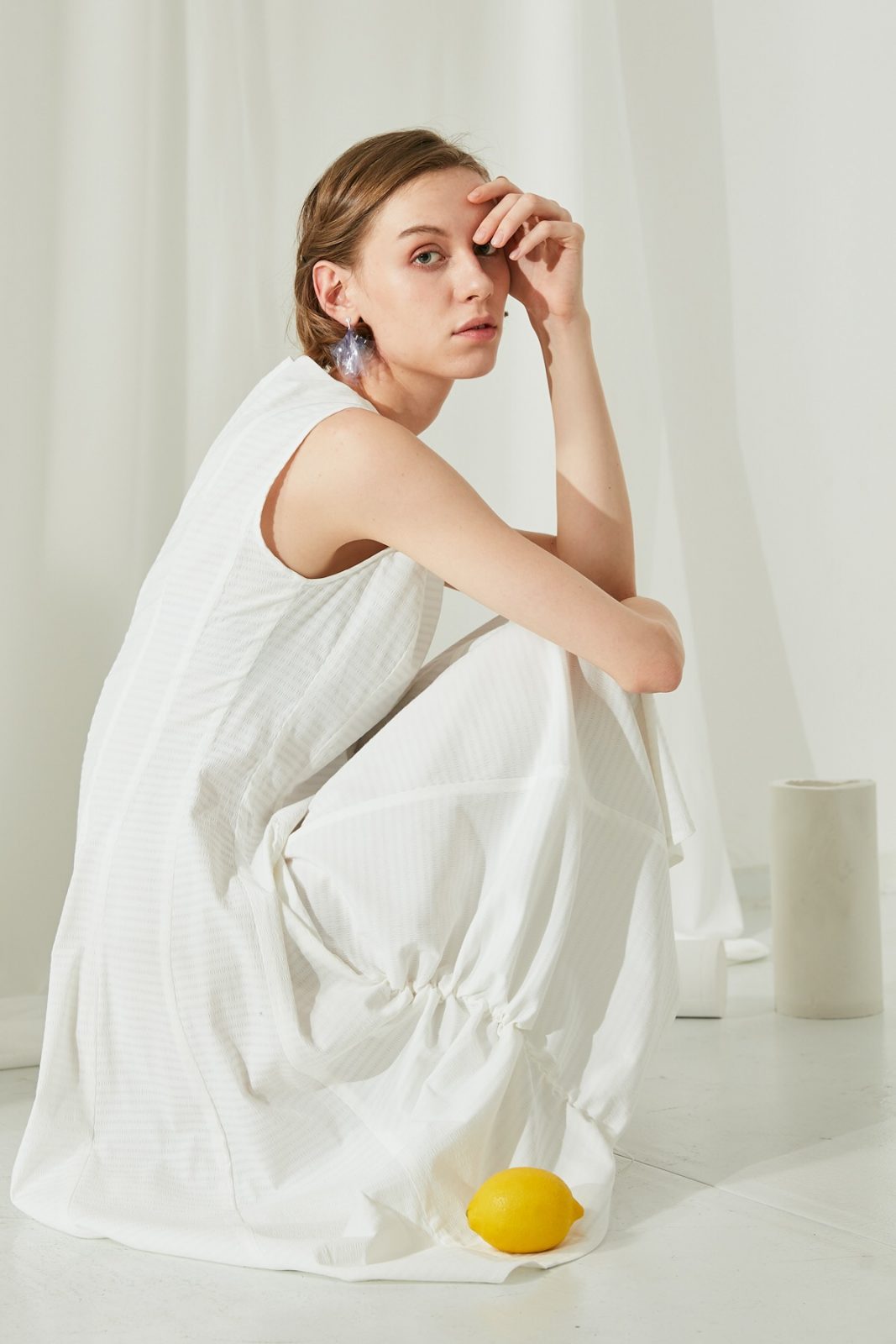 SKYE San Francisco SF ethical modern minimalist quality women clothing fashion Juliette Drawstring Dress white