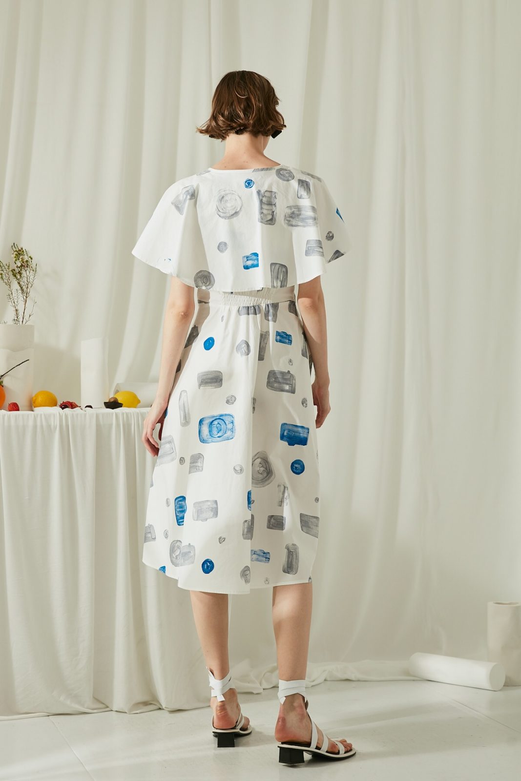 SKYE San Francisco SF ethical modern minimalist quality women clothing fashion Miranda Hand Drawn Print Dress blue 2