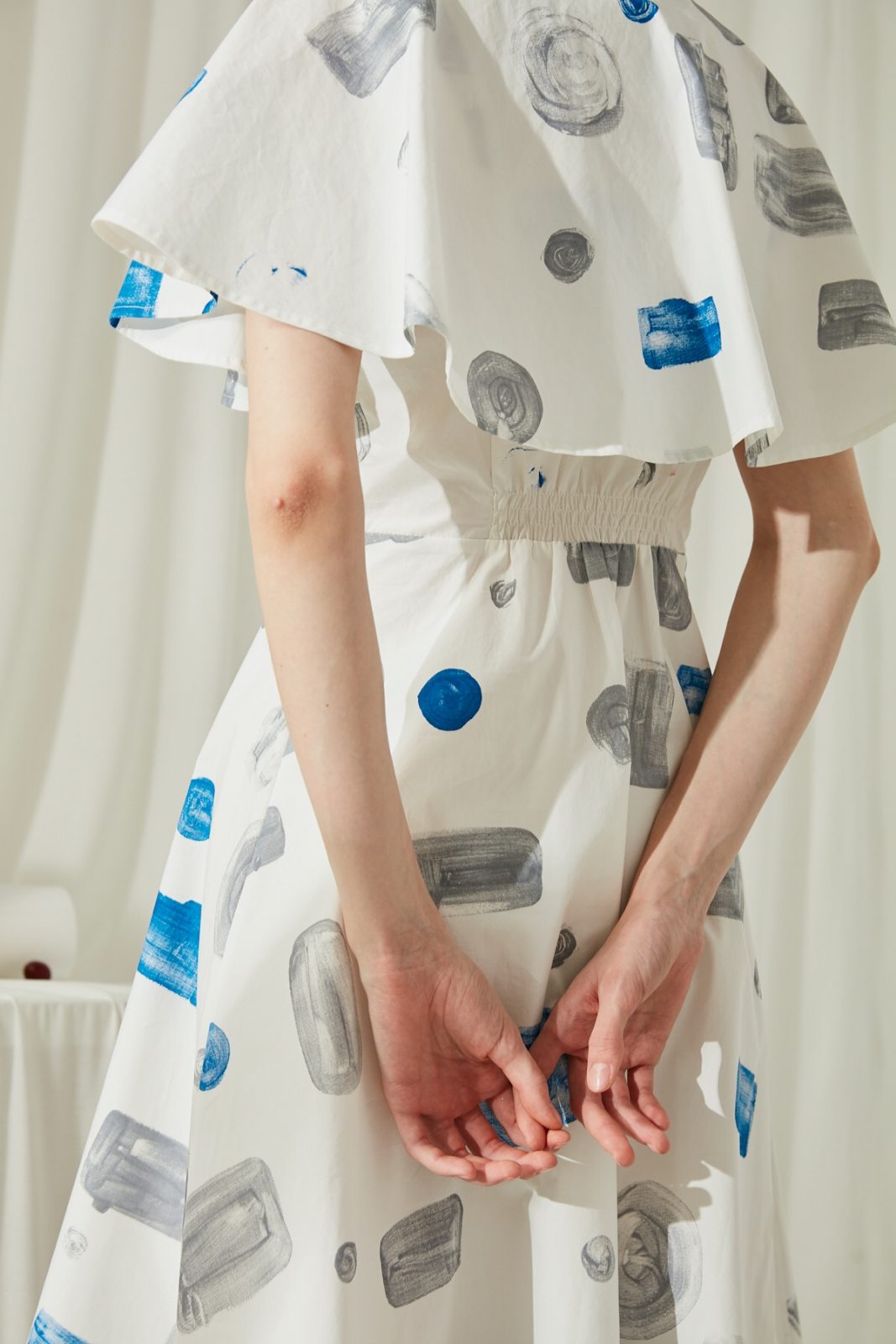 SKYE San Francisco SF ethical modern minimalist quality women clothing fashion Miranda Hand Drawn Print Dress blue 5