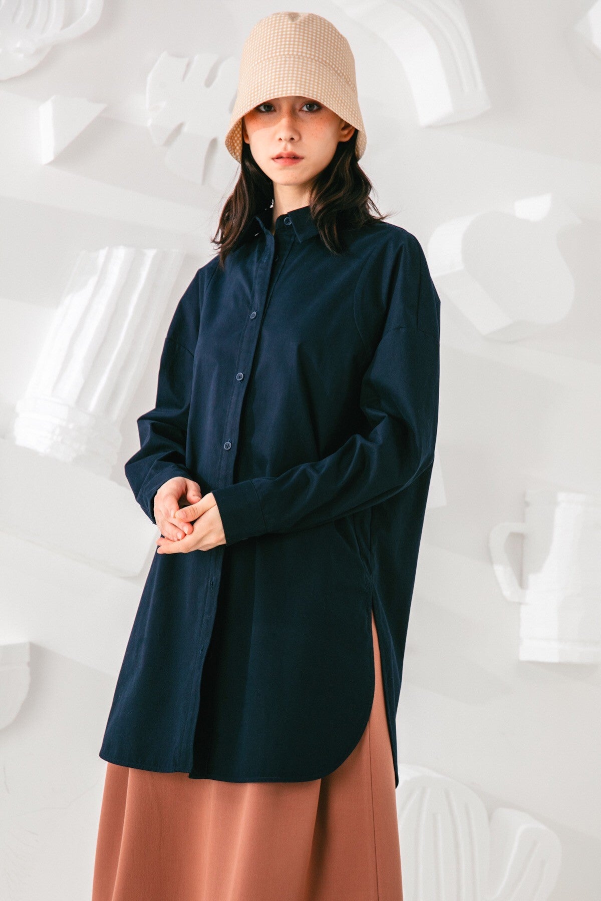 SKYE San Francisco SF shop ethical modern minimalist quality women clothing fashion Brigitte Tunic Shirt blue