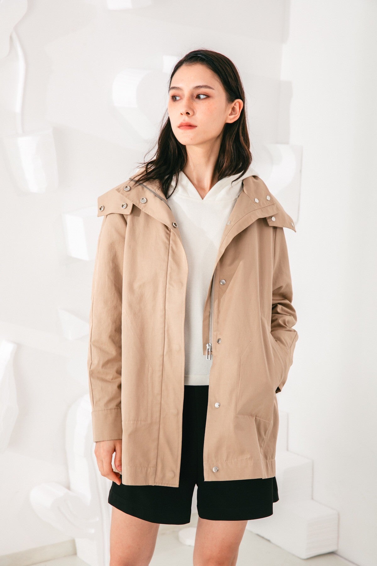 SKYE San Francisco SF shop ethical modern minimalist quality women clothing fashion Gabrielle Coat beige 6