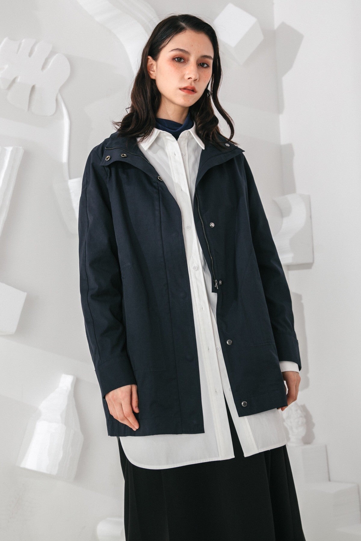 SKYE San Francisco SF shop ethical modern minimalist quality women clothing fashion Gabrielle Coat blue 2