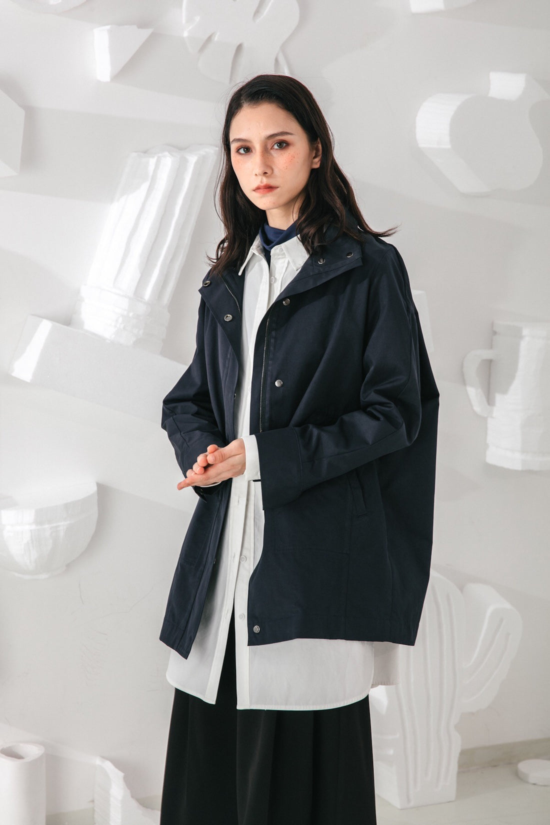 SKYE San Francisco SF shop ethical modern minimalist quality women clothing fashion Gabrielle Coat blue 4