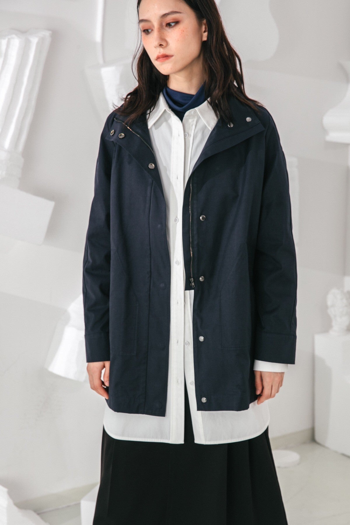 SKYE San Francisco SF shop ethical modern minimalist quality women clothing fashion Gabrielle Coat blue 5