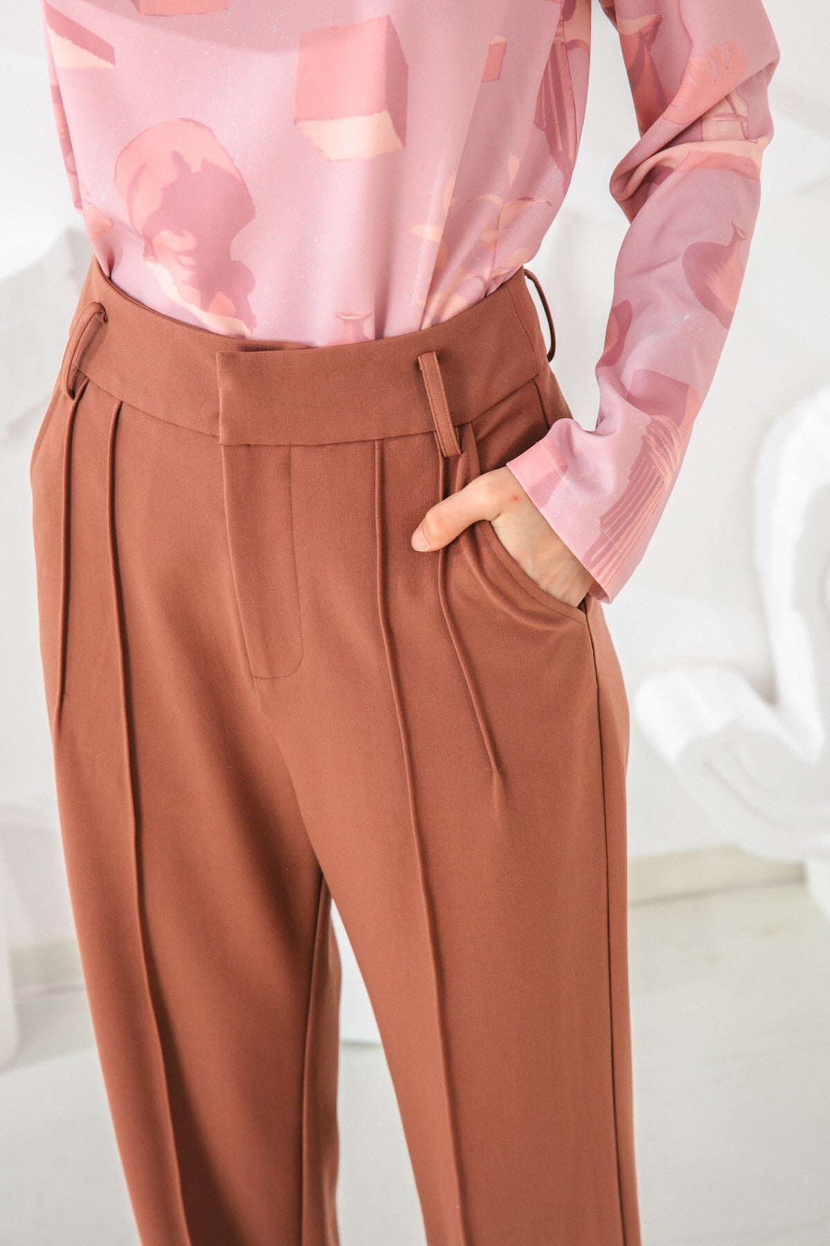 SKYE San Francisco SF shop ethical sustainable modern minimalist elegant quality women clothing fashion brand Adélaide Pants Light Brown 5