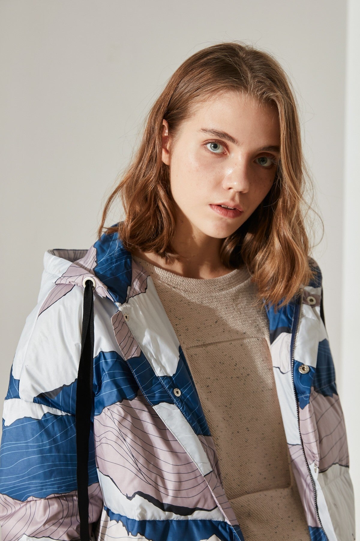 SKYE San Francisco SF shop ethical sustainable modern minimalist elegant quality women clothing fashion brand Ellaria Down Puffer Coat Parka print 5