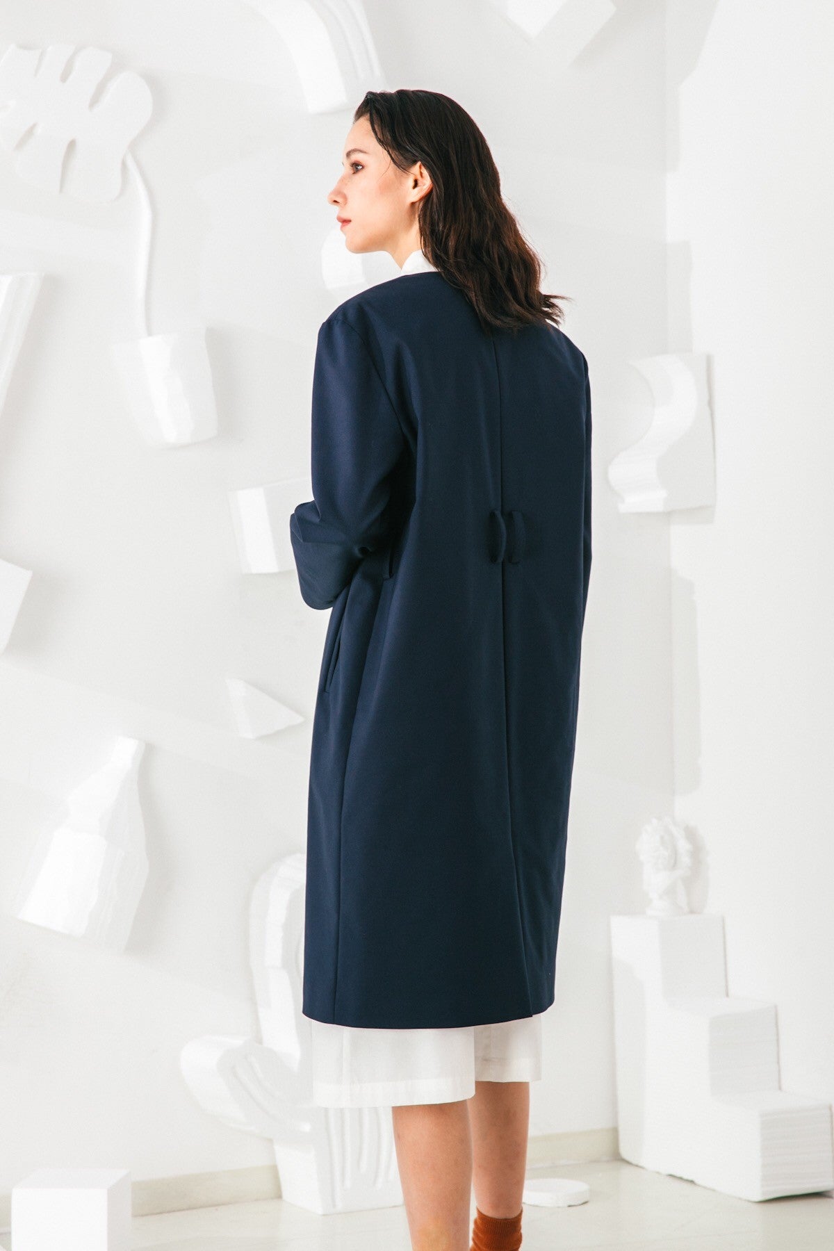 SKYE San Francisco SF shop ethical sustainable modern minimalist elegant quality women clothing fashion brand Fayette Insulated Scarf Coat blue 6