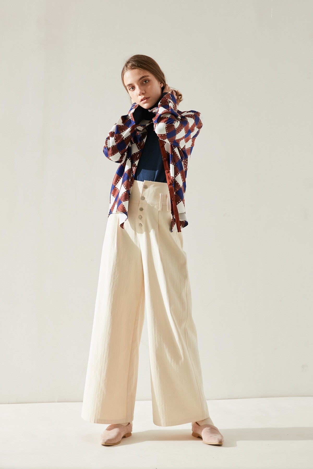 SKYE San Francisco SF shop ethical sustainable modern minimalist elegant quality women clothing fashion brand Nathalie Wide Leg Pants Ivory 2