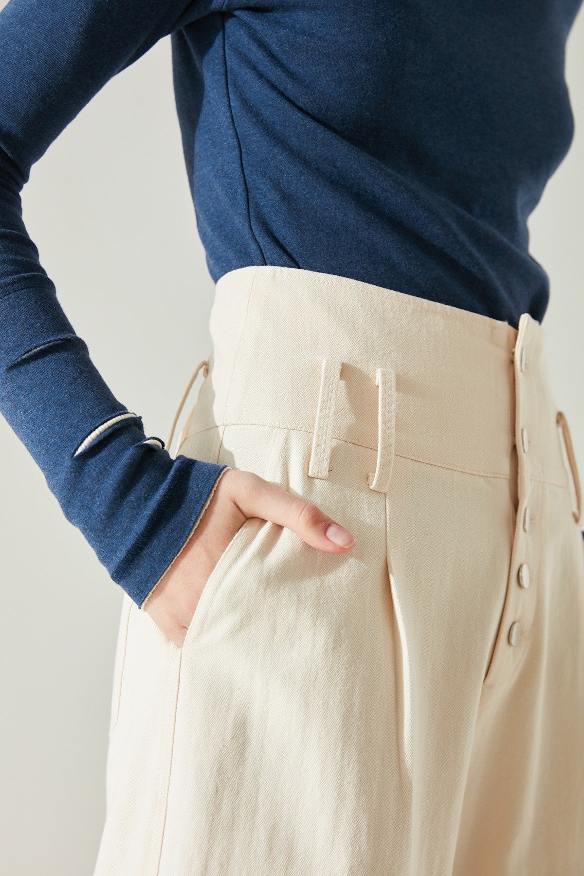 SKYE San Francisco SF shop ethical sustainable modern minimalist elegant quality women clothing fashion brand Nathalie Wide Leg Pants Ivory 4