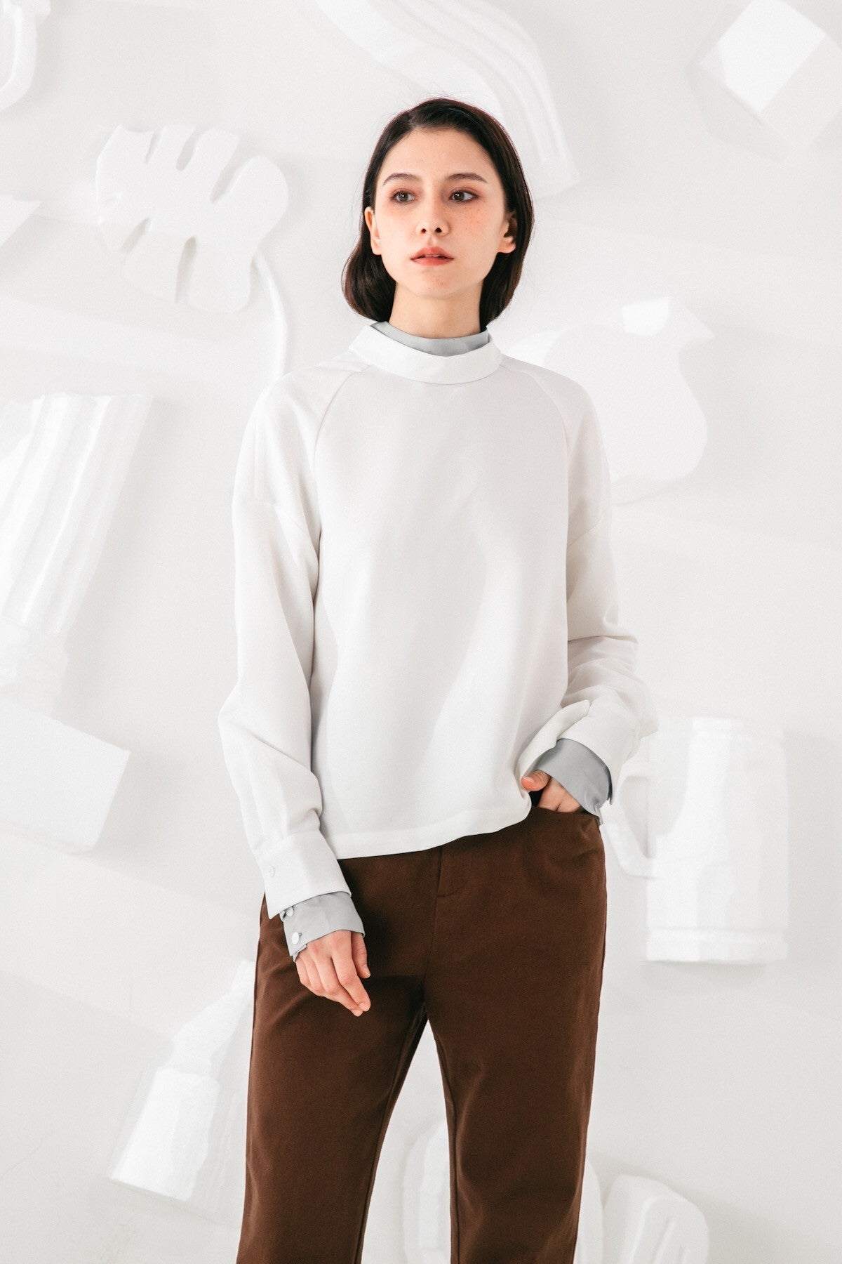 SKYE San Francisco SF shop ethical sustainable modern minimalist quality women clothing fashion Clementine Top faux 2 piece green 5