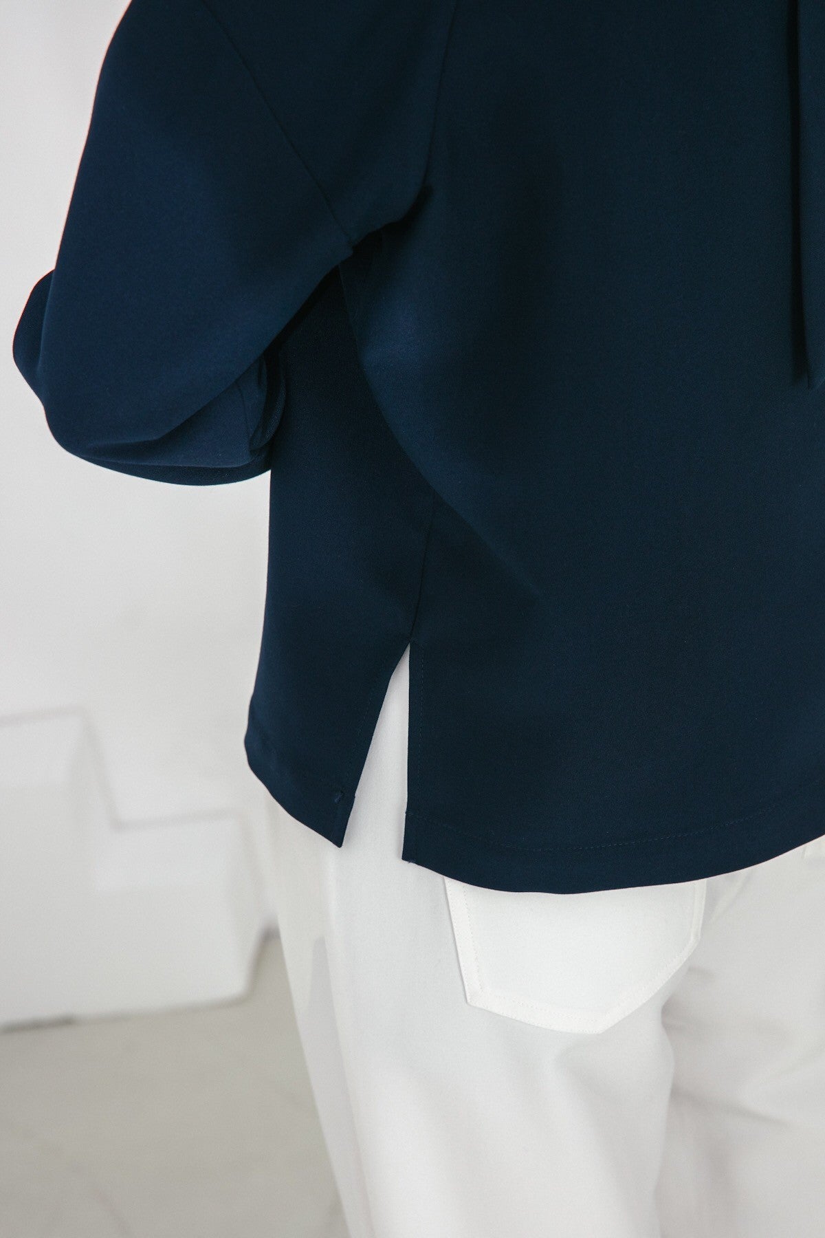 SKYE San Francisco SF shop ethical sustainable modern minimalist quality women clothing fashion Clementine Top faux 2 piece navy 2
