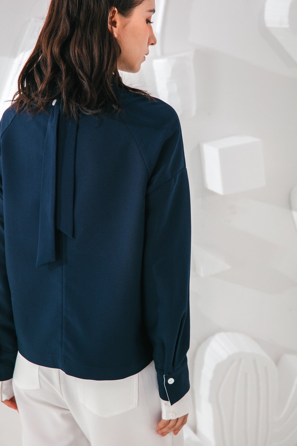 SKYE San Francisco SF shop ethical sustainable modern minimalist quality women clothing fashion Clementine Top faux 2 piece navy 7