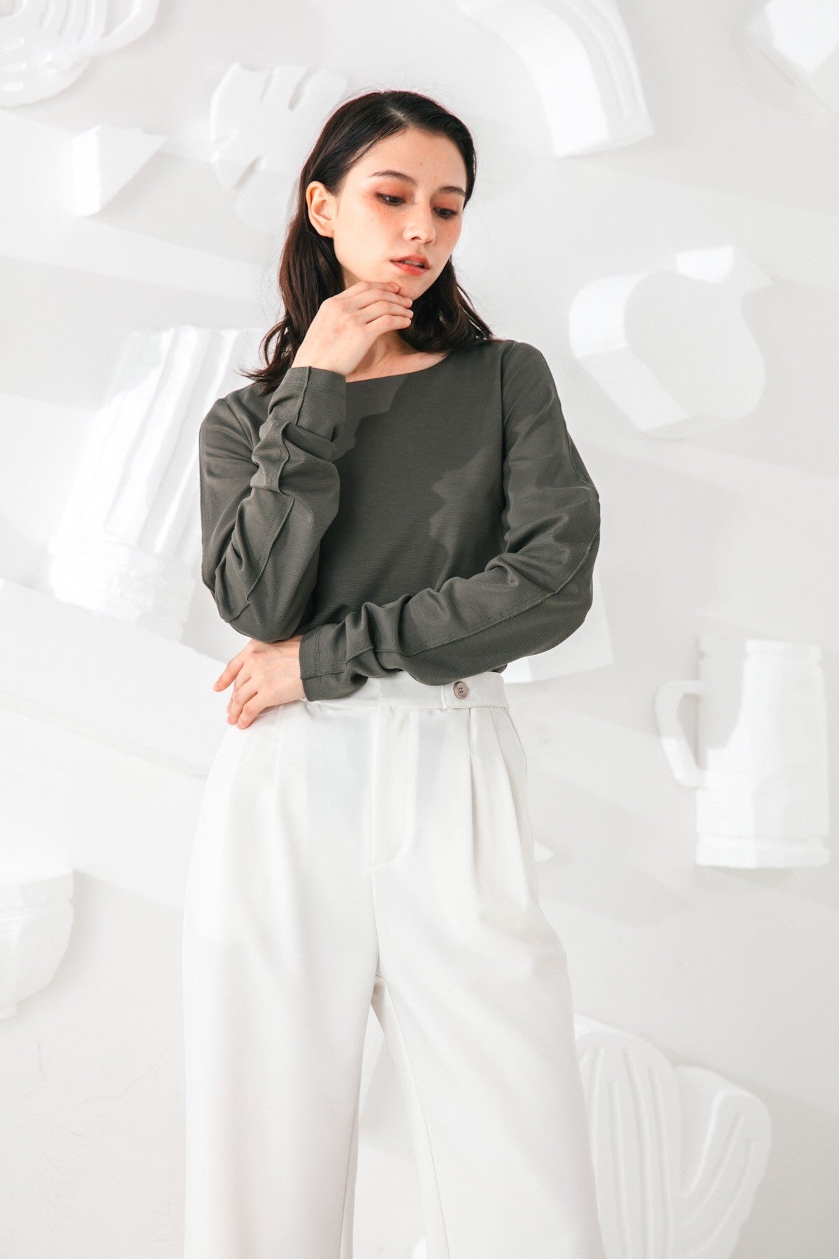 SKYE San Francisco SF shop ethical sustainable modern minimalist quality women clothing fashion Slyvie Top dark green