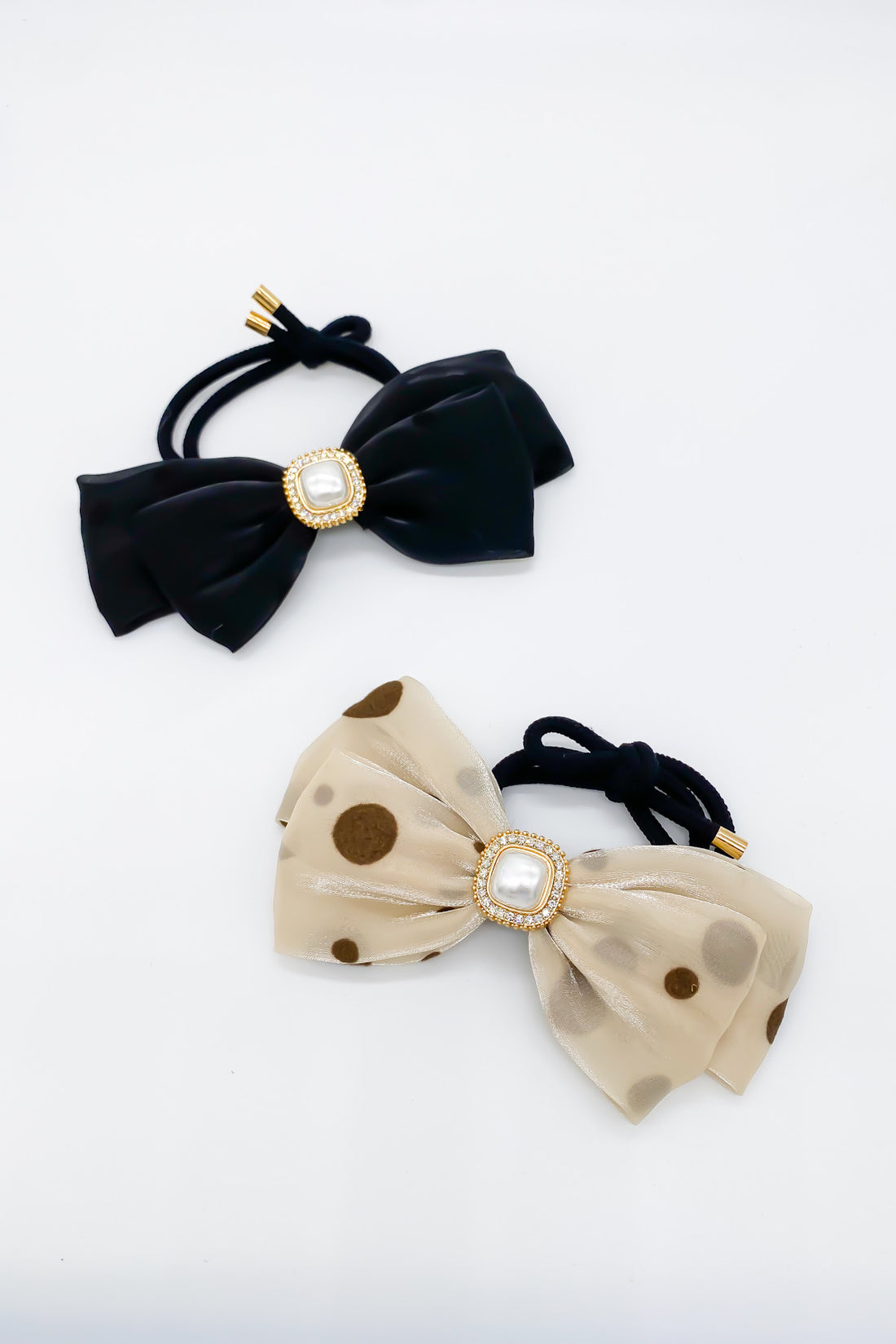 SKYE San Francisco Shop Chic Modern Elegant Classy Women Jewelry French Parisian Minimalist Annette Polka Dot Pearl Bow Scrunchie