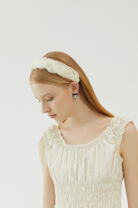 SKYE San Francisco Shop Chic Modern Elegant Classy Women Jewelry French Parisian Minimalist Bexley Organza Pearl Headband 7