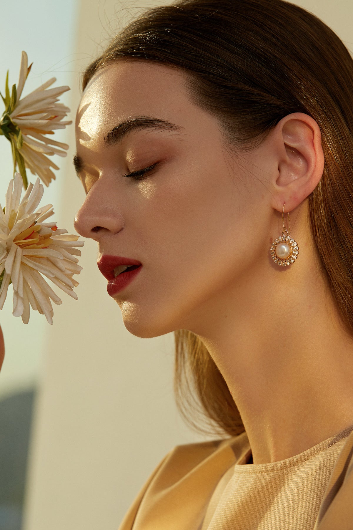 SKYE San Francisco Shop Chic Modern Elegant Classy Women Jewelry French Parisian Minimalist Chantilly Crystal Pearl Drop Earrings 5
