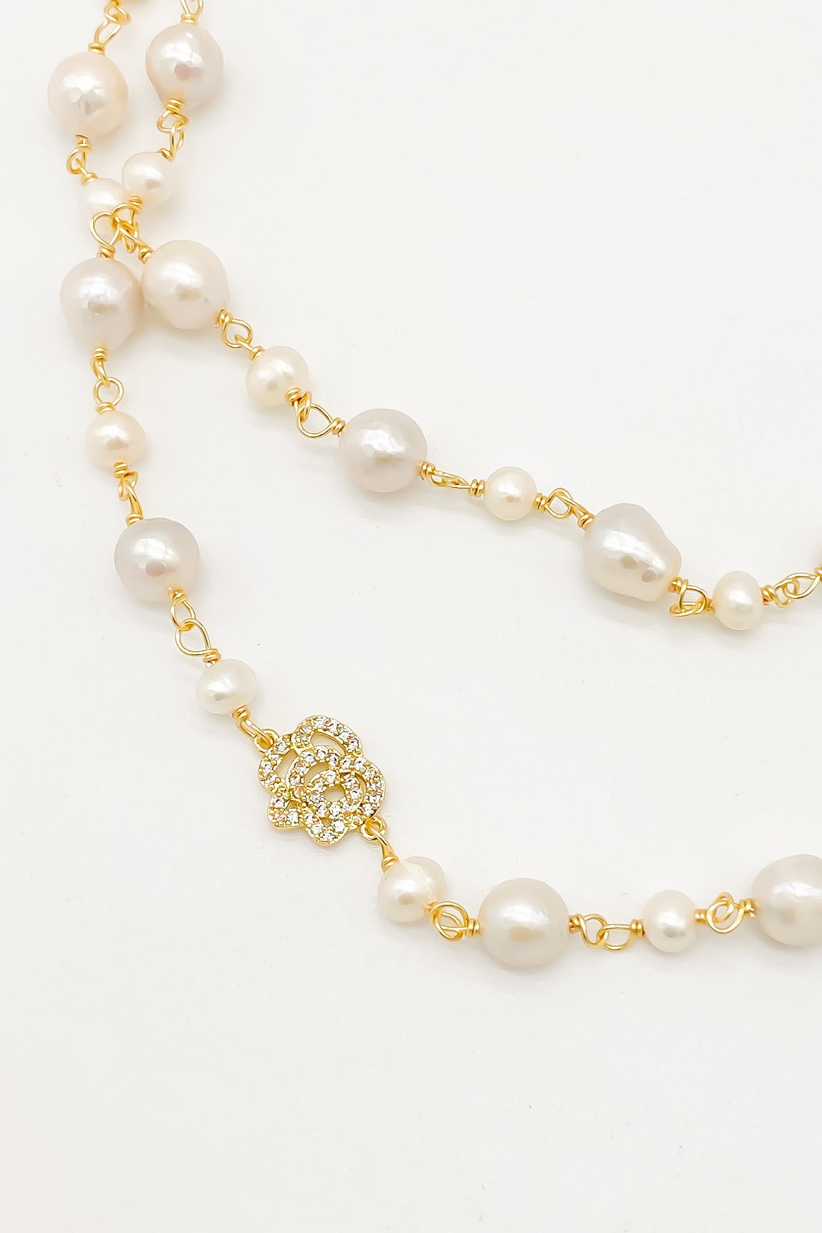 SKYE San Francisco Shop Chic Modern Elegant Classy Women Jewelry French Parisian Minimalist Charlene Crystal Rose Long Pearl Necklace 2