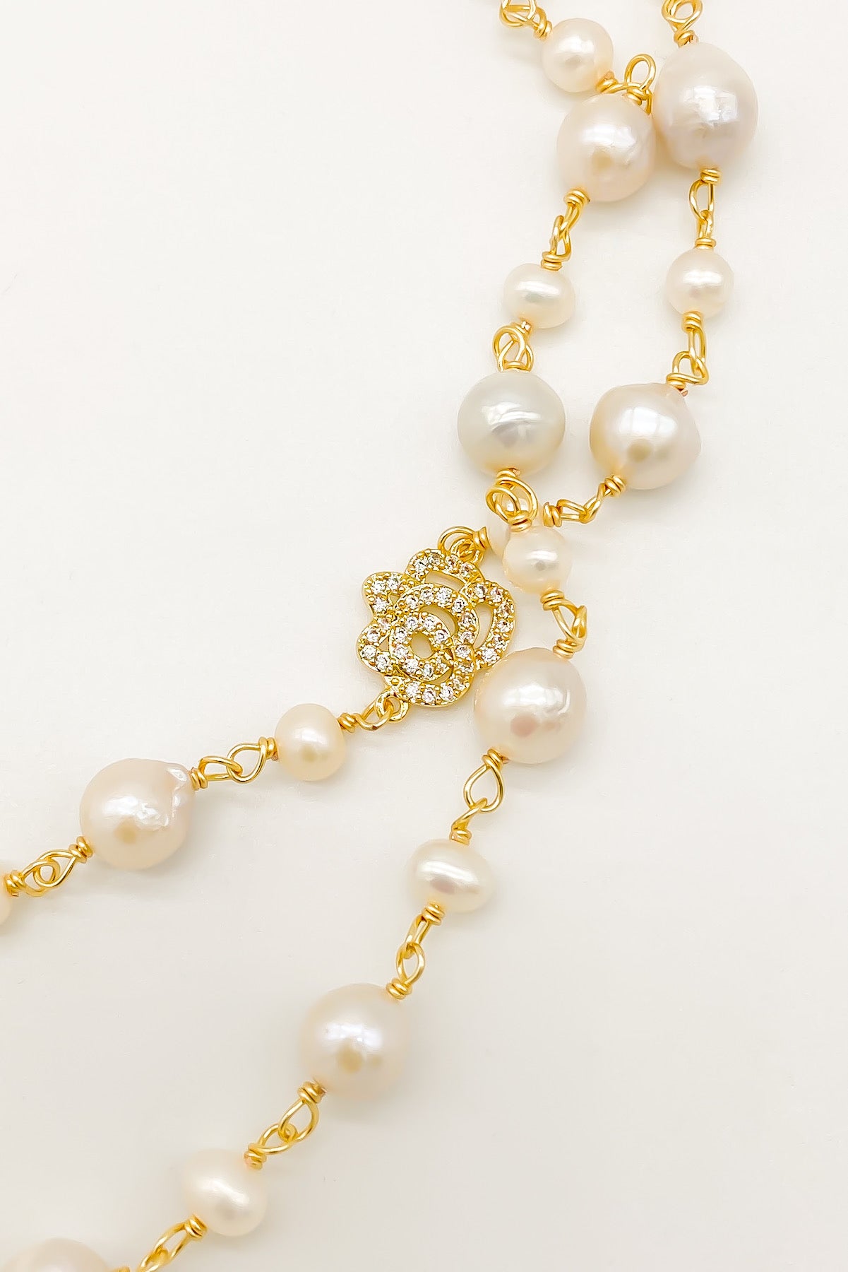 SKYE San Francisco Shop Chic Modern Elegant Classy Women Jewelry French Parisian Minimalist Charlene Crystal Rose Long Pearl Necklace 5