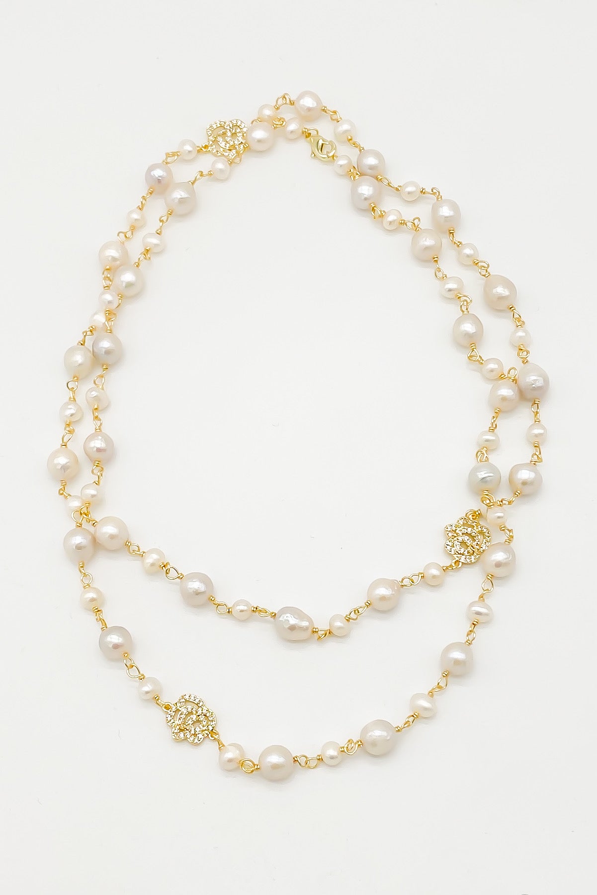 SKYE San Francisco Shop Chic Modern Elegant Classy Women Jewelry French Parisian Minimalist Charlene Crystal Rose Long Pearl Necklace 6