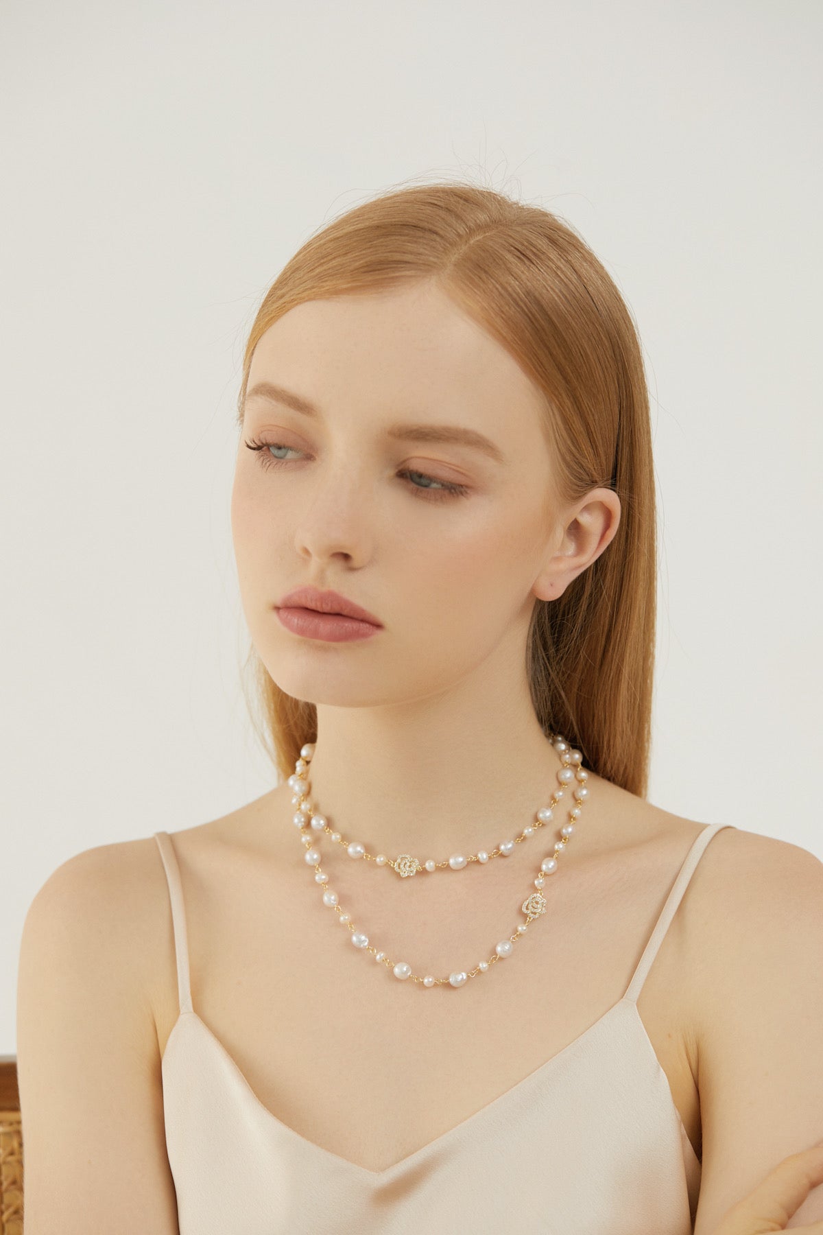 SKYE San Francisco Shop Chic Modern Elegant Classy Women Jewelry French Parisian Minimalist Charlene Crystal Rose Long Pearl Necklace 7