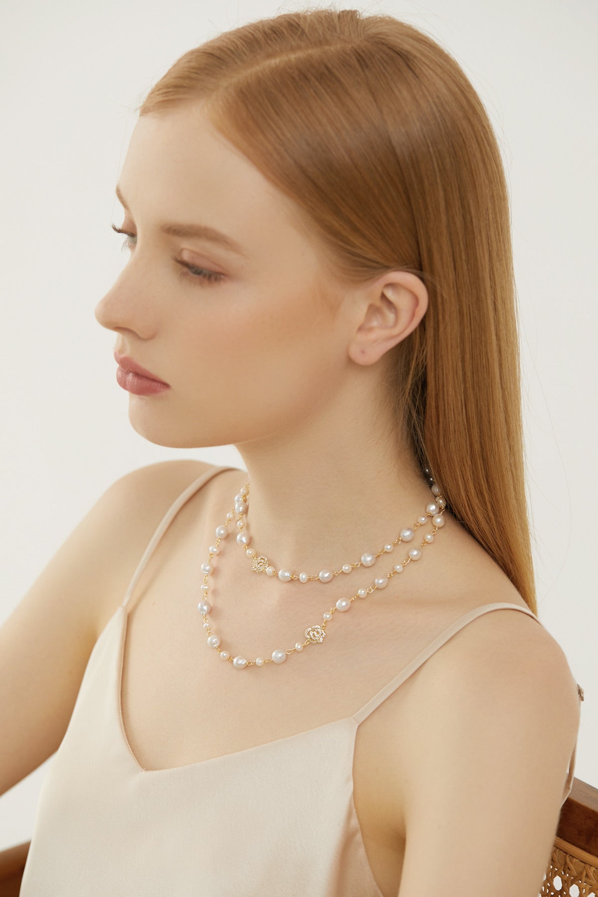 SKYE San Francisco Shop Chic Modern Elegant Classy Women Jewelry French Parisian Minimalist Charlene Crystal Rose Long Pearl Necklace 8