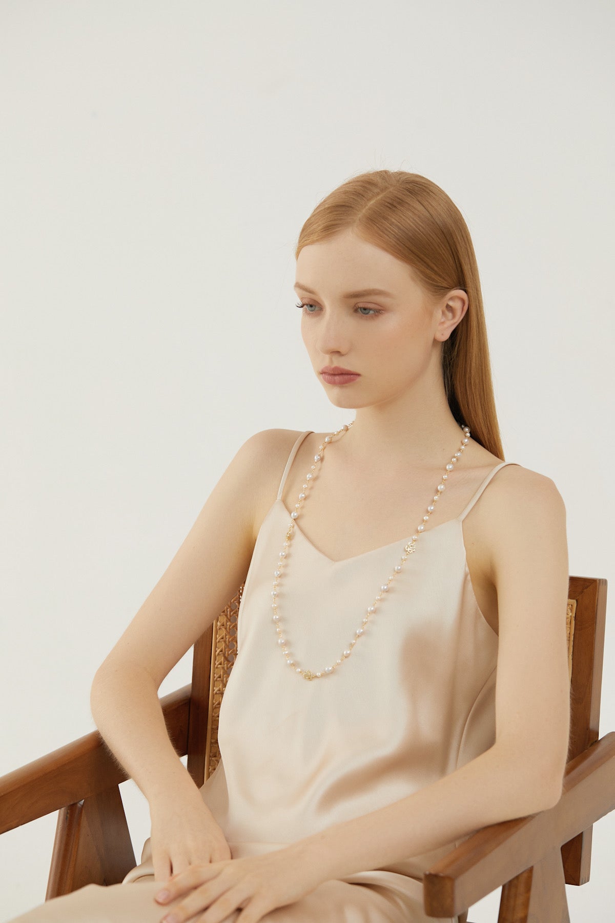 SKYE San Francisco Shop Chic Modern Elegant Classy Women Jewelry French Parisian Minimalist Charlene Crystal Rose Long Pearl Necklace 9